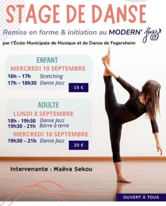 Affiche Stage de danse remise en forme et initiation au Modern'Jazz Septembre 2025