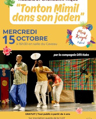 Affiche du spectacle Tonton Mimil dans son jaden du mois d'octobre 2025